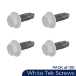 100x STD Tek Screws White