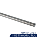 1x M12 x 1000mm - Threaded Rod (Custom Cut)