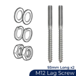 2x M12 x 93mm Lag Screws (Timber)