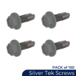 100x STD Tek Screws Silver